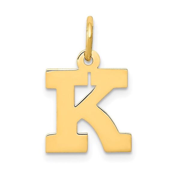Kazi Luxury 14k Yellow Gold Small Block Letter K Initial Charm - Picture 1 of 4
